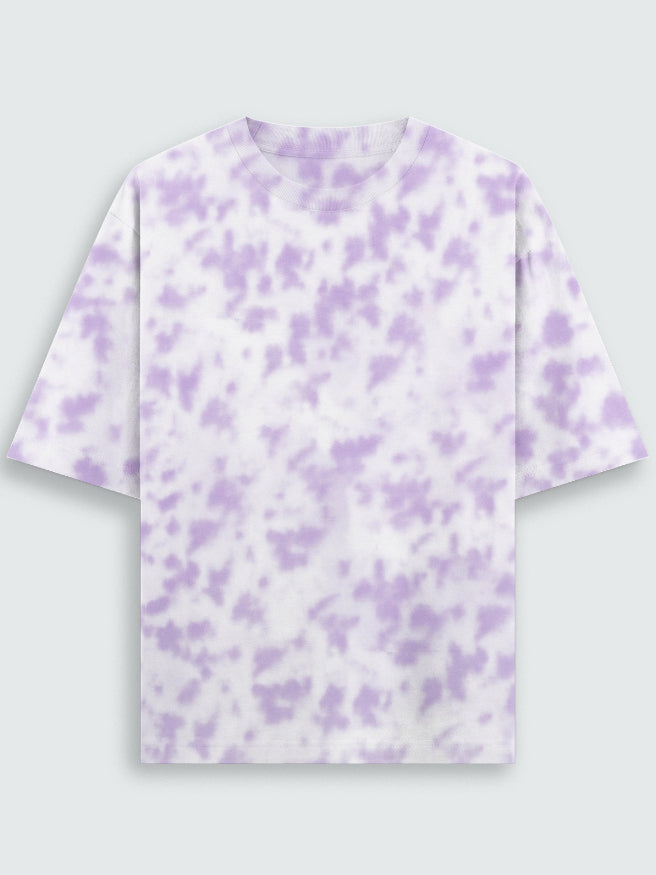 White Lavender Tie-Dye Oversized Cotton T-shirt