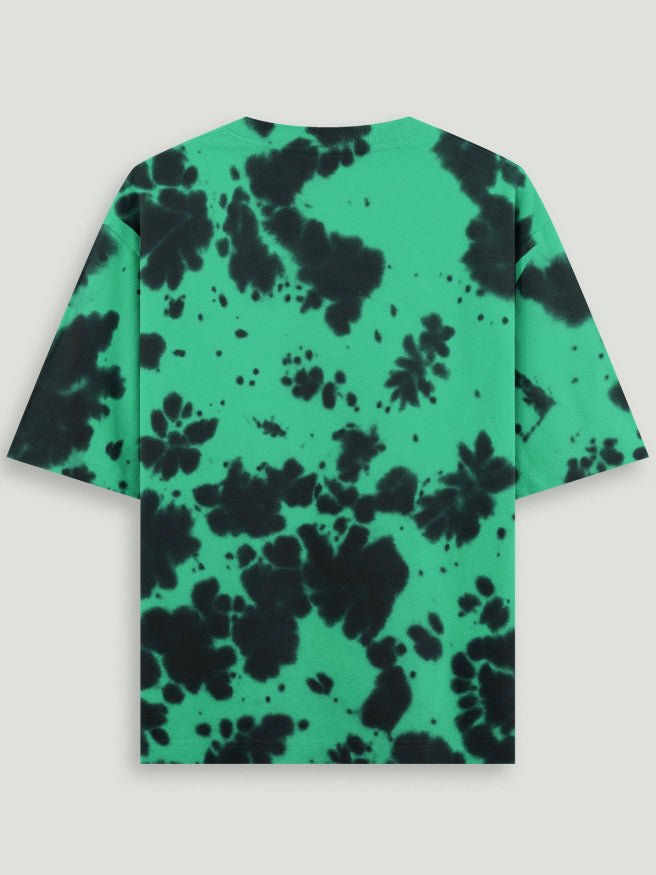 Green Black Tie-Dye Oversized Cotton T-Shirt