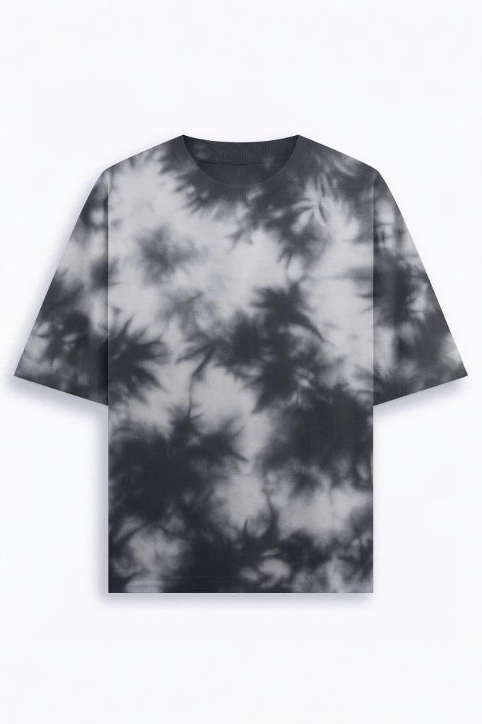 Monochrome Storm Black & White Tie-Dye Oversized Cotton T-Shirt