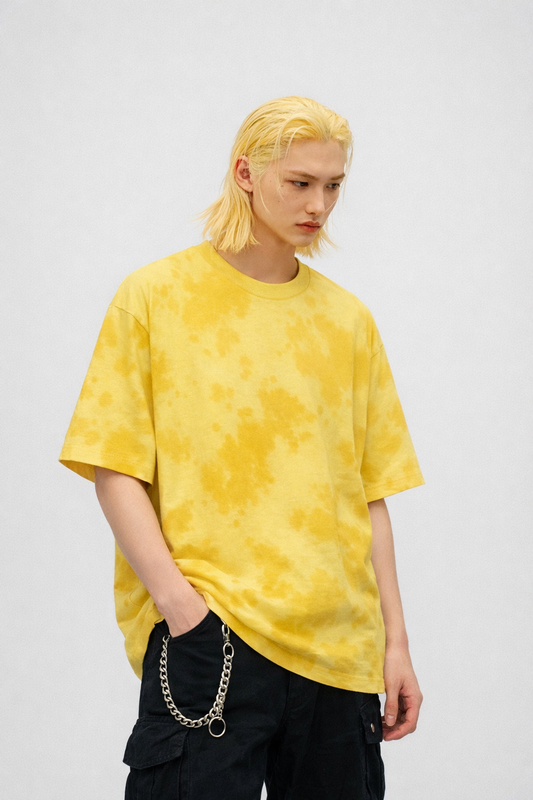 Yellow Tie-Dye Oversized Cotton T-Shirt