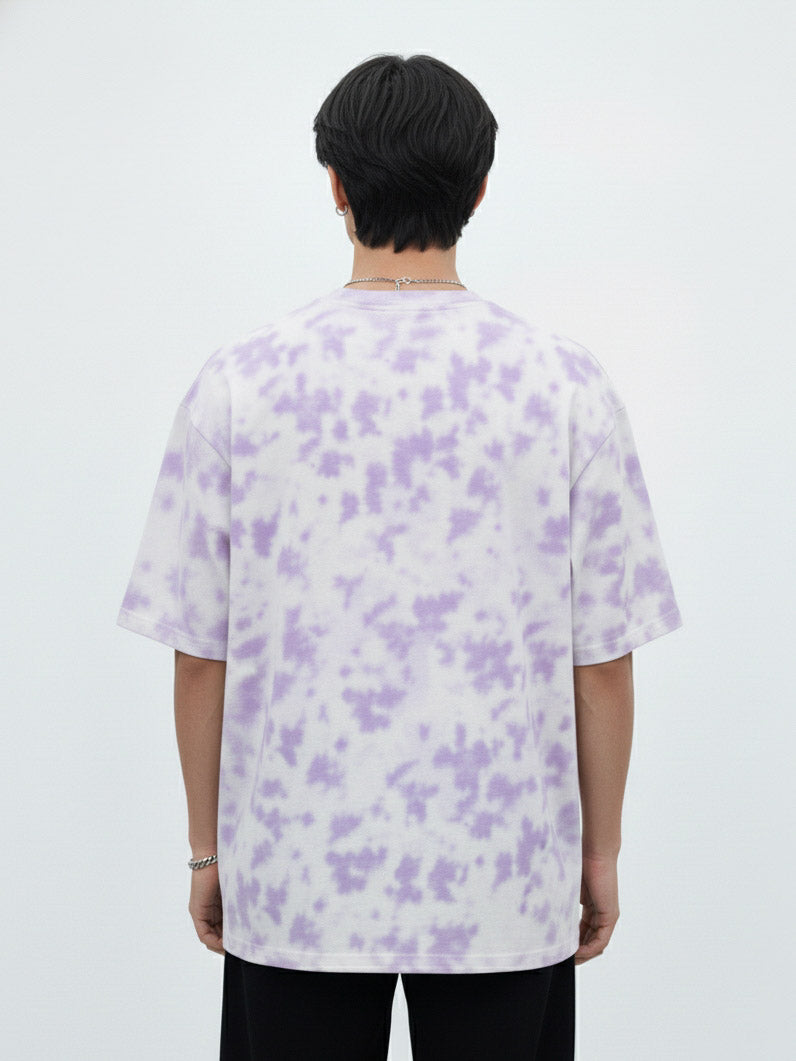 White Lavender Tie-Dye Oversized Cotton T-shirt