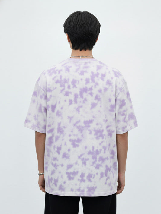 White Lavender Tie-Dye Oversized Cotton T-shirt