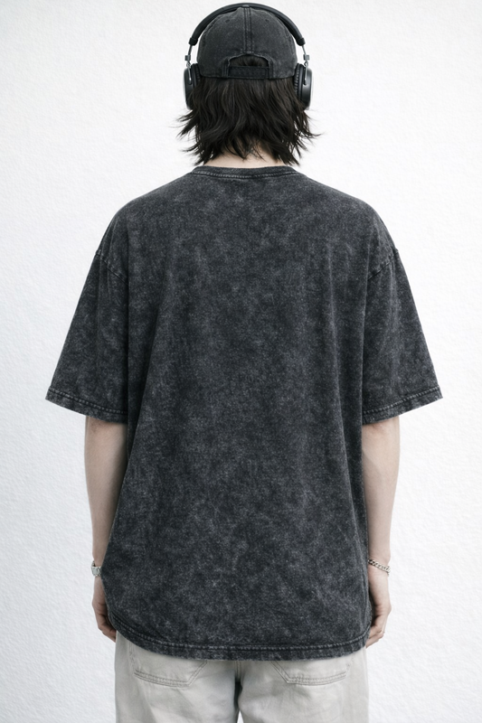 Primitive Empire - Acid Wash Oversized Cotton Black T-Shirt