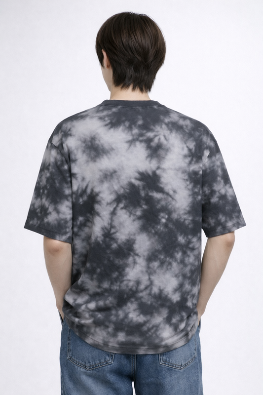 Monochrome Storm Black & White Tie-Dye Oversized Cotton T-Shirt