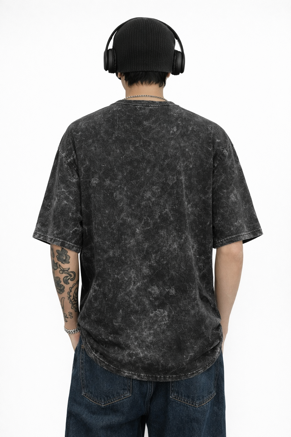 Palm Dusk Acid-Wash Oversized Cotton Tee