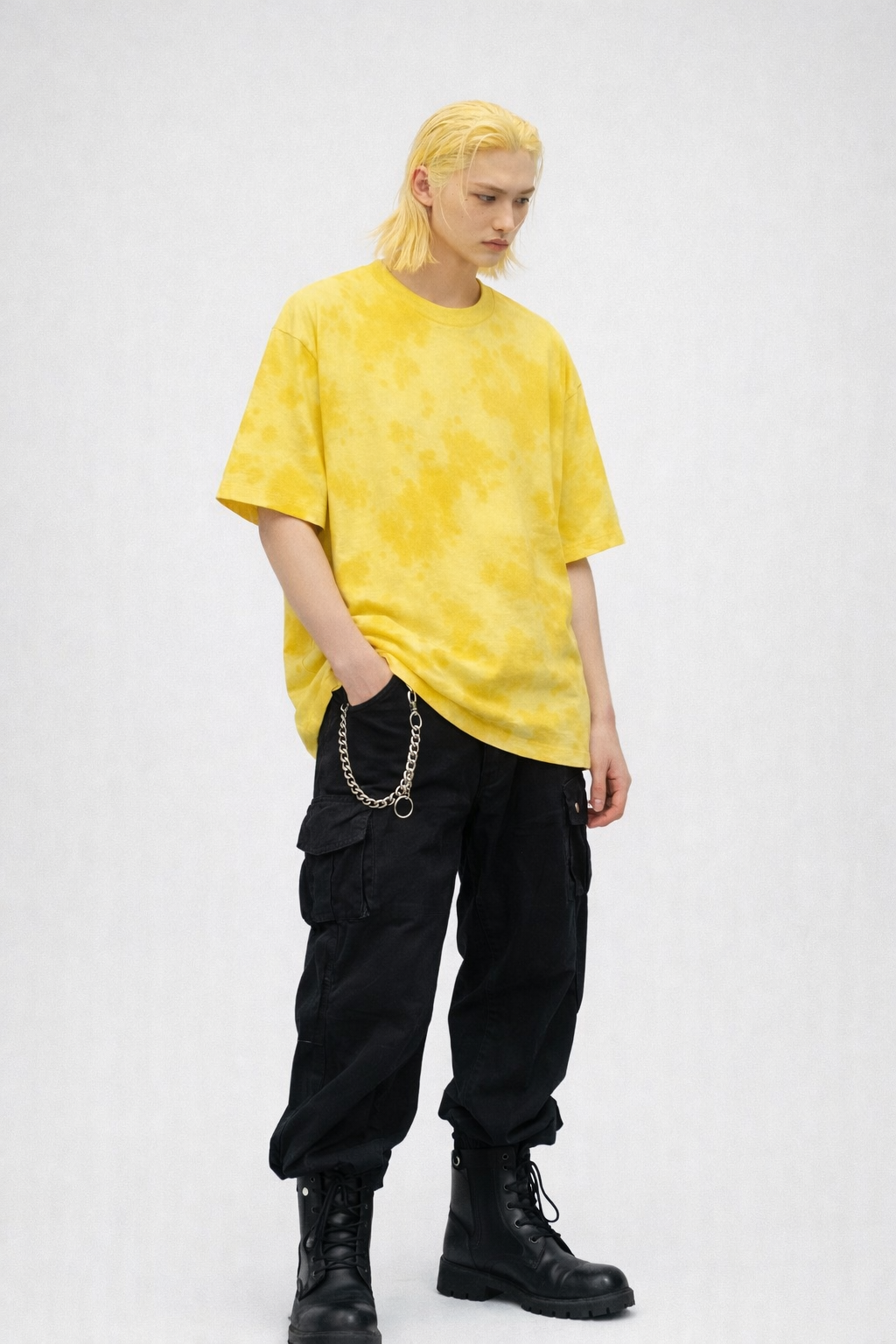 Yellow Tie-Dye Oversized Cotton T-Shirt