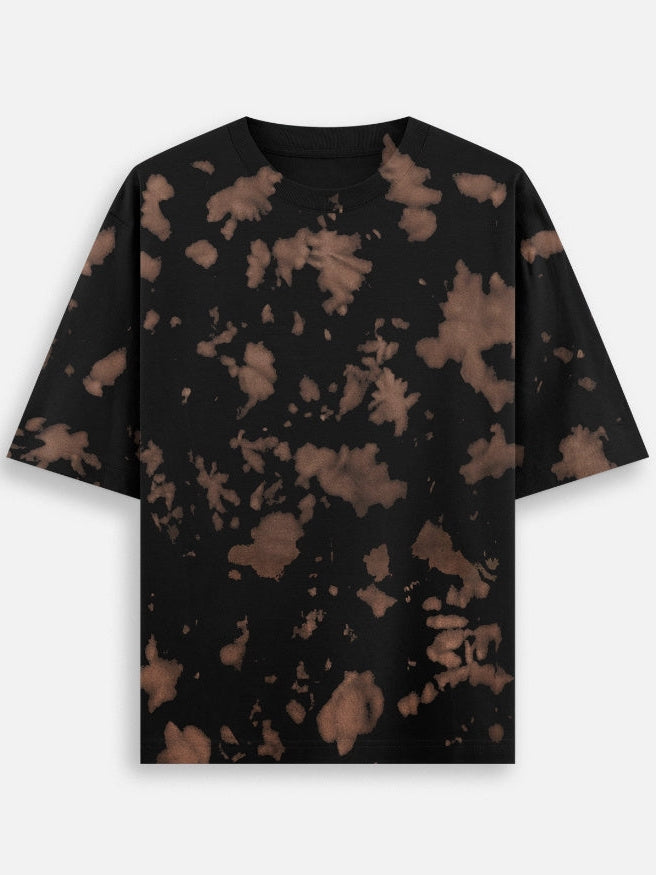 Rust Flare Brown & Black Tie-Dye Oversized Cotton T-Shirt