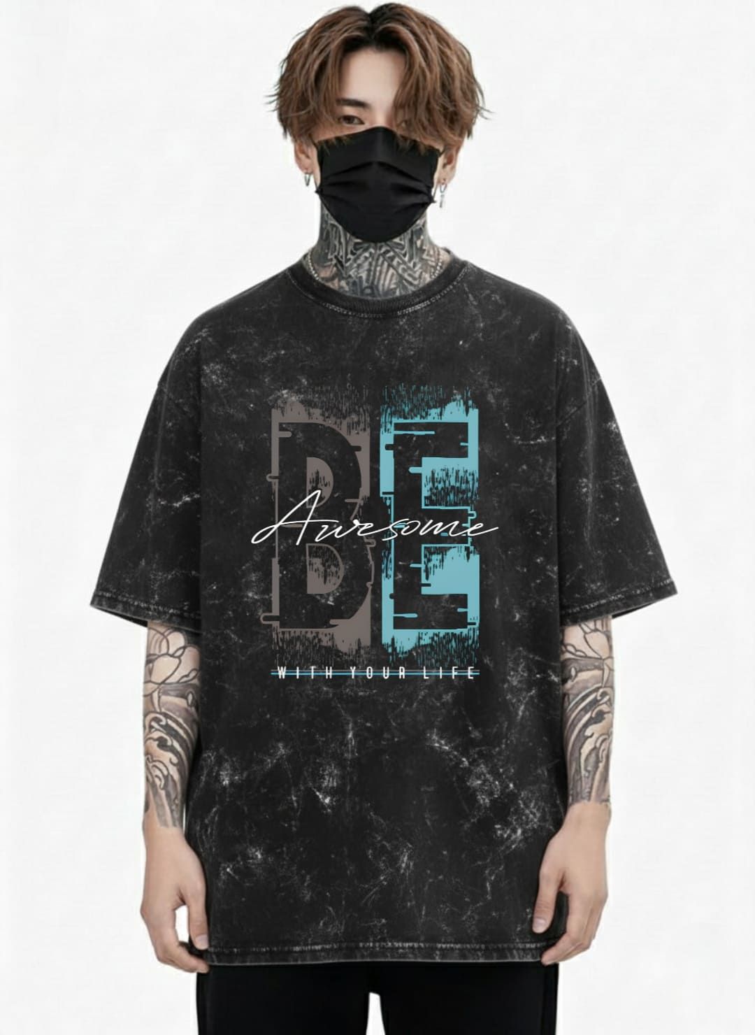 BE Awesome Acid Wash Oversized T-Shirt