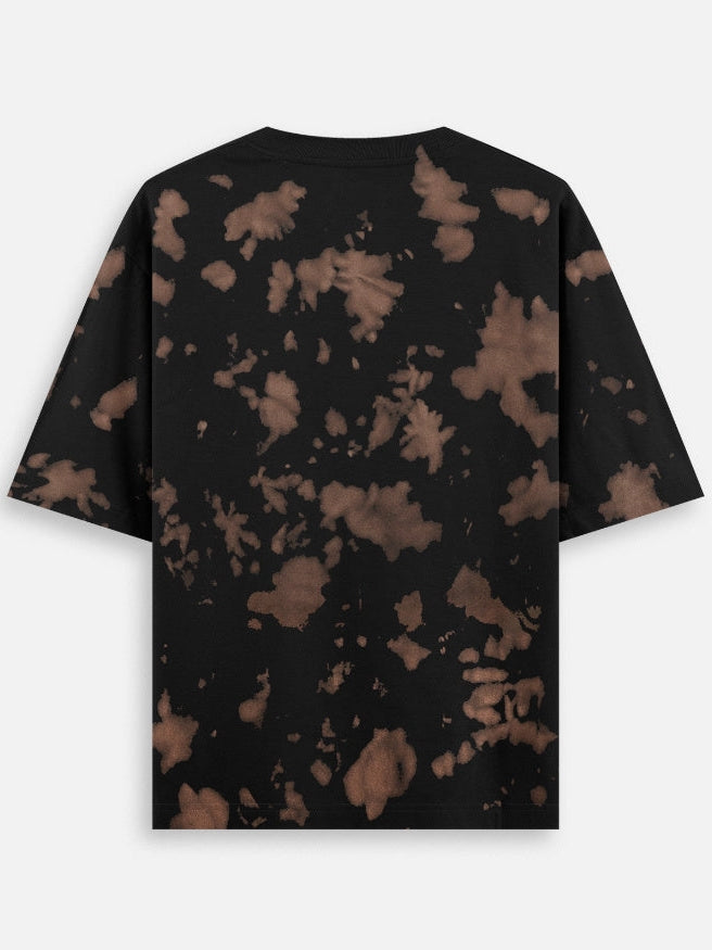 Rust Flare Brown & Black Tie-Dye Oversized Cotton T-Shirt