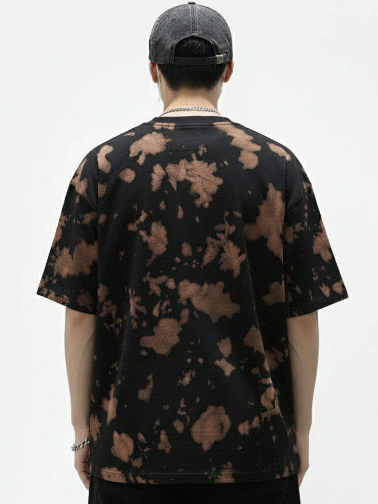 Rust Flare Brown & Black Tie-Dye Oversized Cotton T-Shirt